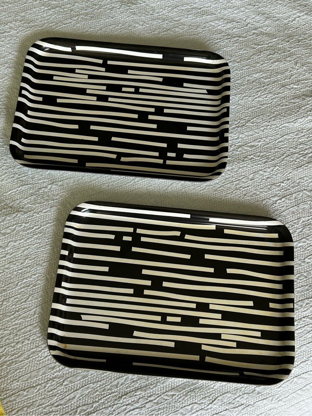 IKEA-Set of 2 Black & White Striped Serving Trays